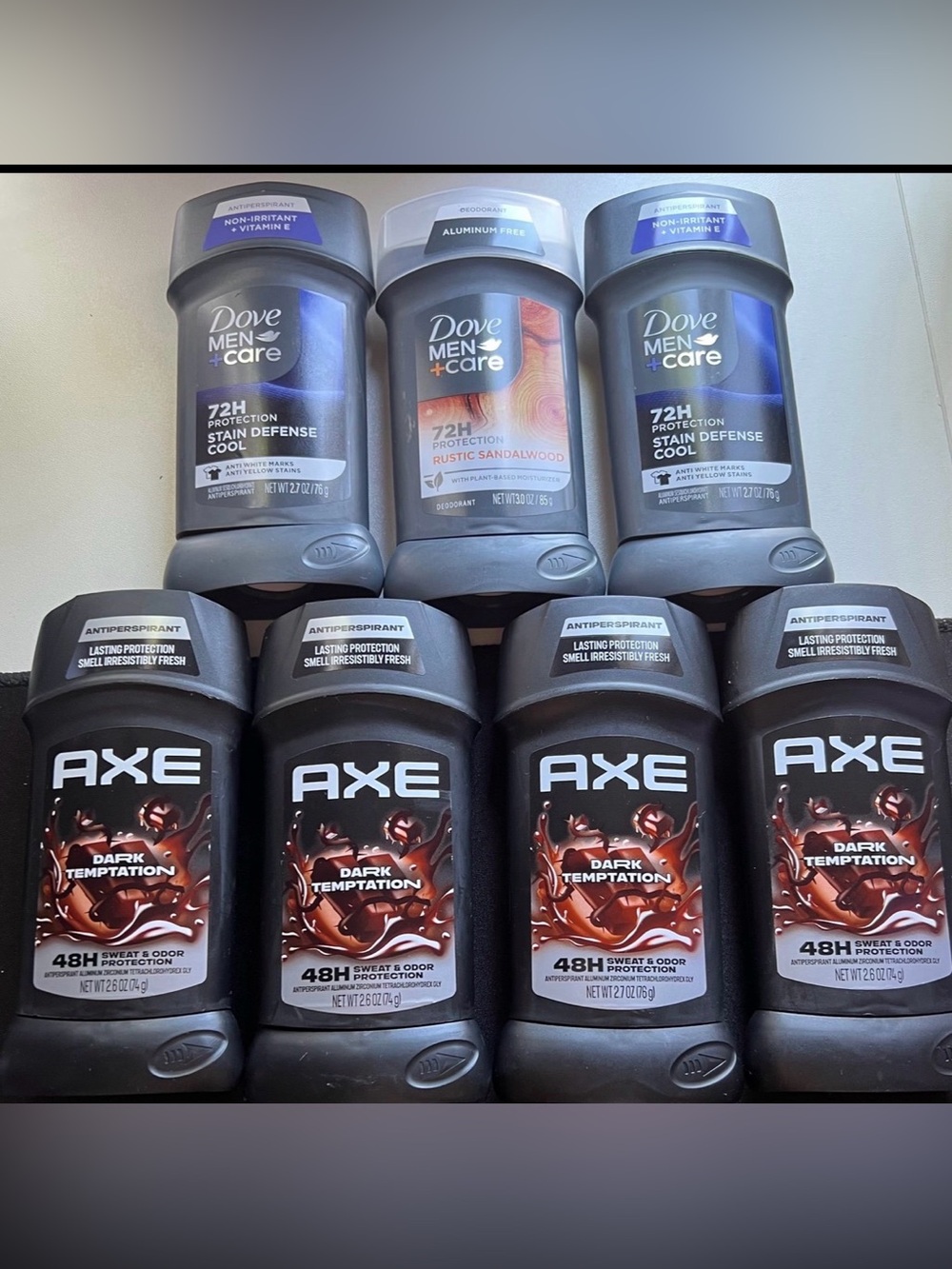 Axe Mens Antiperspirant X’s 4 + Dove Antiperspirant & Deodorant X’s 3 Total 7